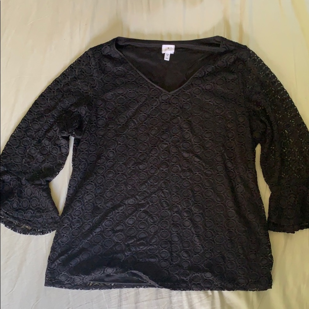 Black bell sleeve blouse - 1X Dress Barn - NWOT